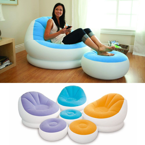 Fauteuil gonflable et son pouf