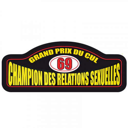 Plaque Rallye Champion des relations sexuelles