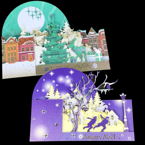 Lot de 2 Cartes 3D Joyeux Noël