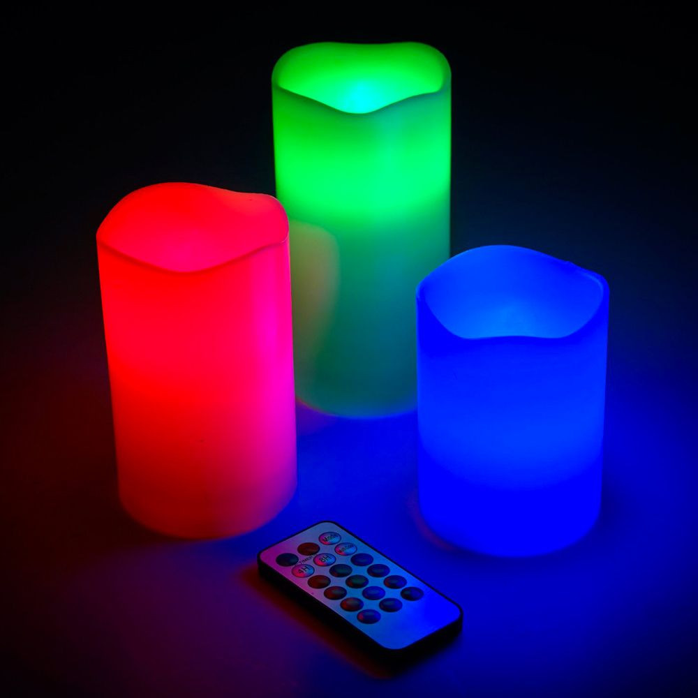 Coffret 3 bougies led en cire avec télécommande