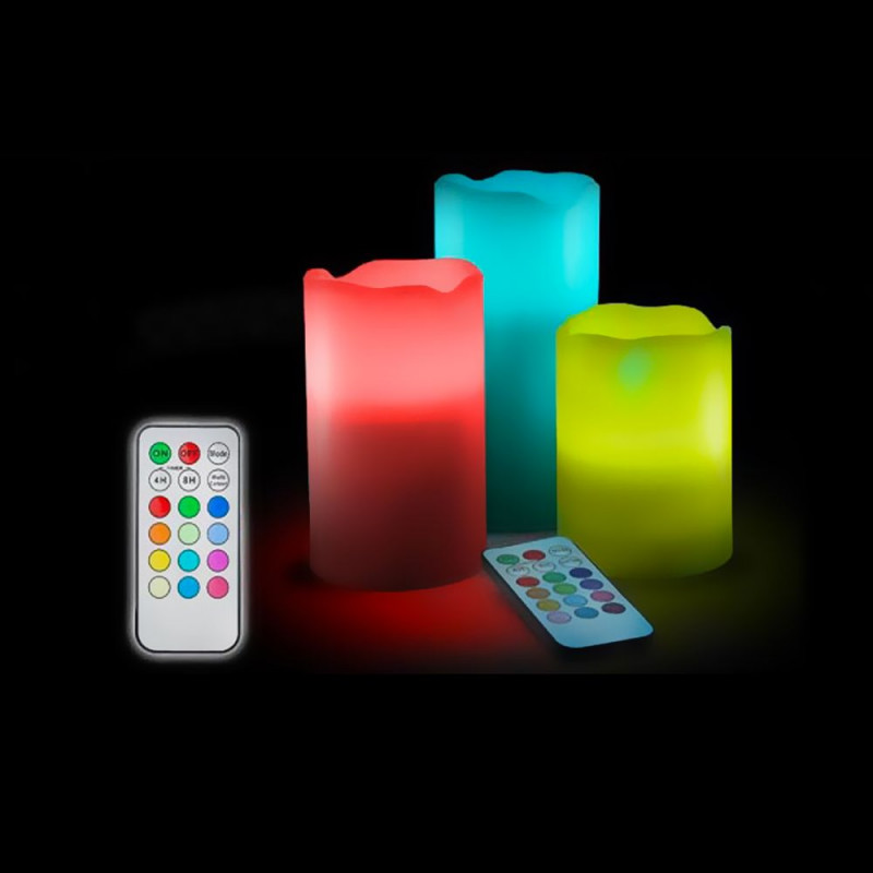 Coffret 3 bougies led en cire avec télécommande