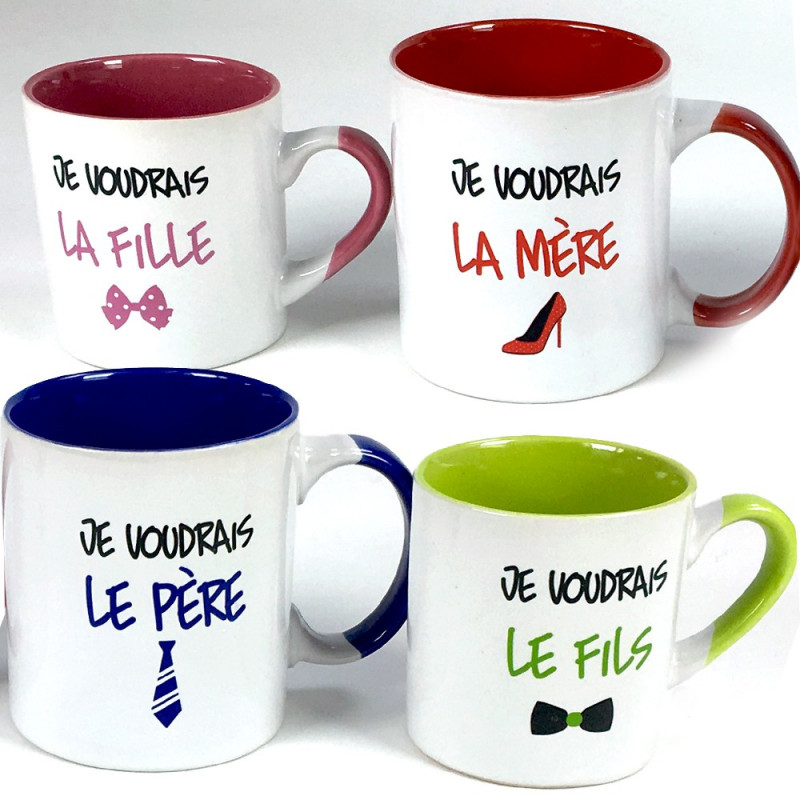 Coffret 4 mugs La Famille