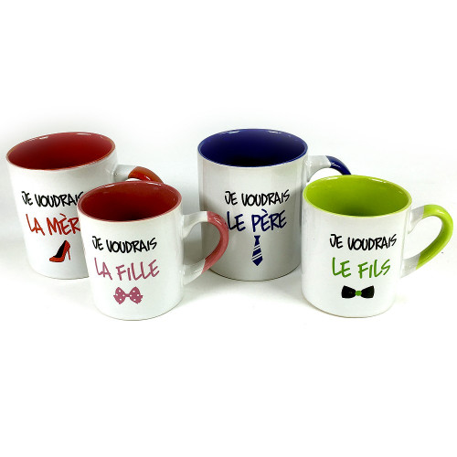 Coffret 4 mugs La Famille