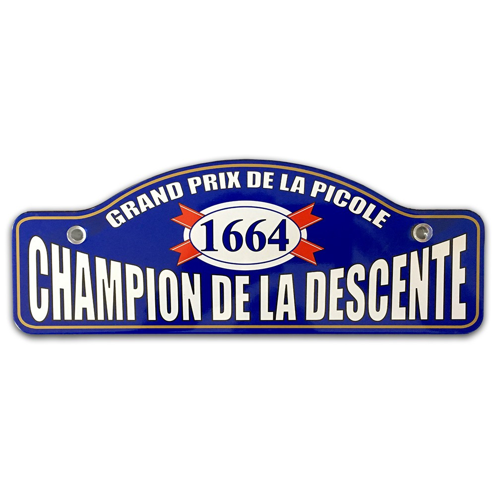 Plaque Rallye Champion de la descente