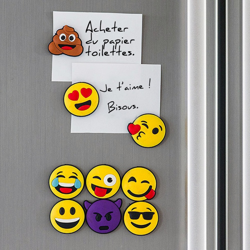 Lot de 9 magnets emoji