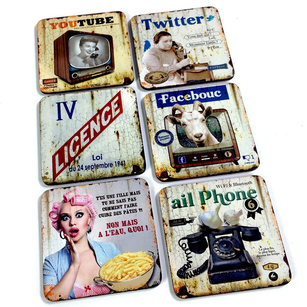 Lot de 6 sous-verres tendances