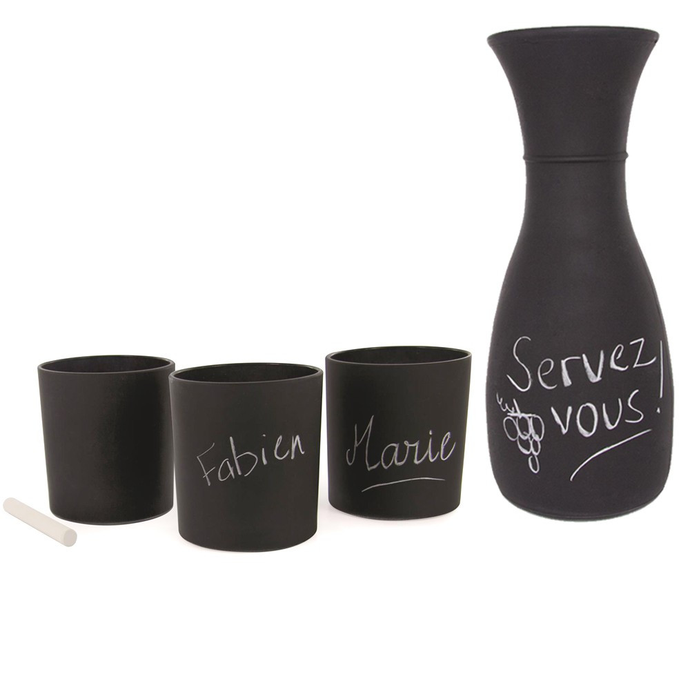 Service carafe et verres en ardoise personnalisable