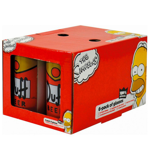 Pack six verres canettes Homer Simpsons Duff