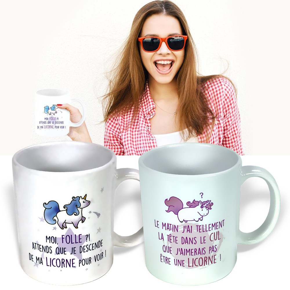 Set 2 mugs Humour Licorne