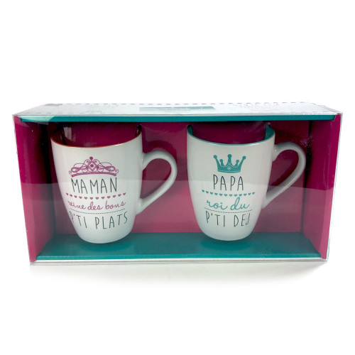 Coffret mugs Papa roi et Maman reine