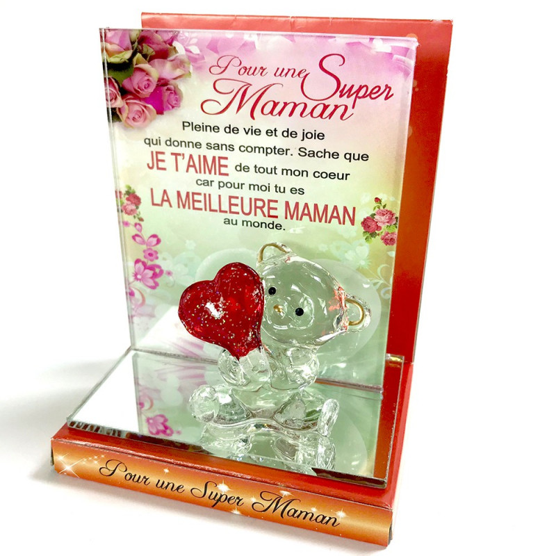 Coffret ourson en cristal Maman je t'aime