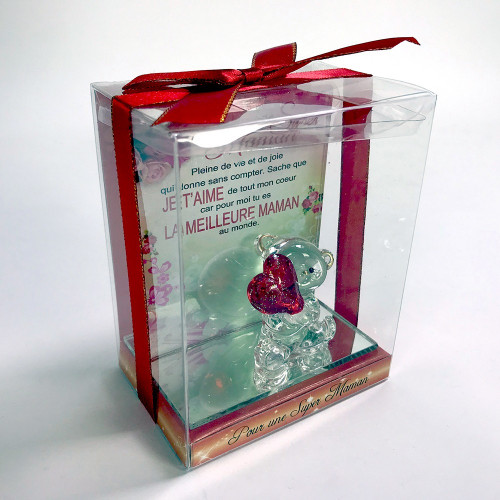 Coffret ourson en cristal Maman je t'aime