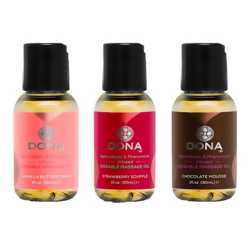 Coffret 3 huiles de massage aphrodisiaques et phéromones