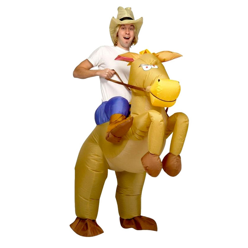 Photo Costume de cowboy gonflable à cheval.