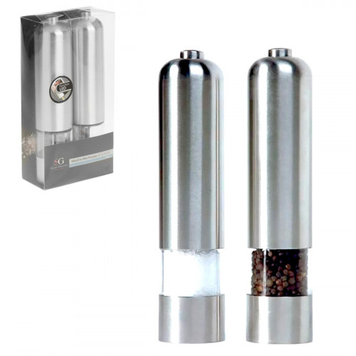 Coffret 2 moulins électriques led inox