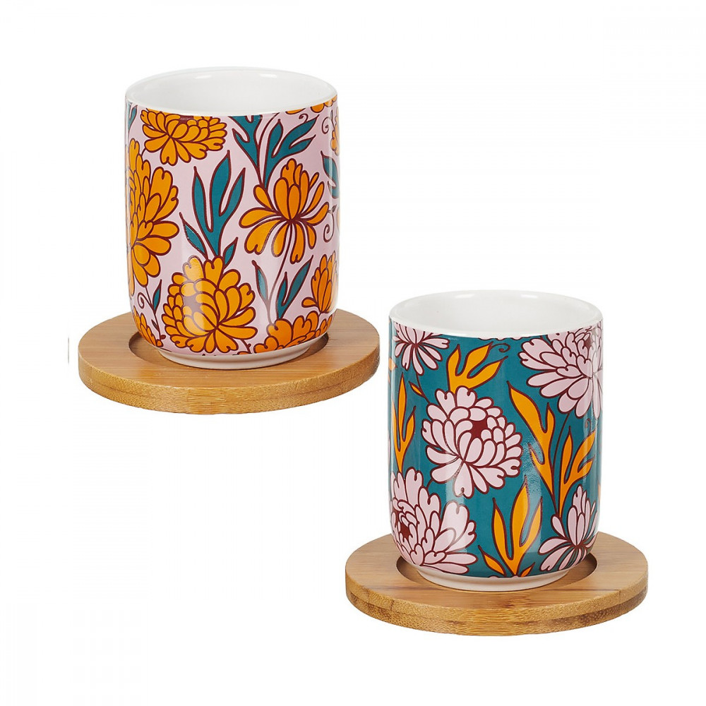 Coffret 2 tasses soucoupe bambou