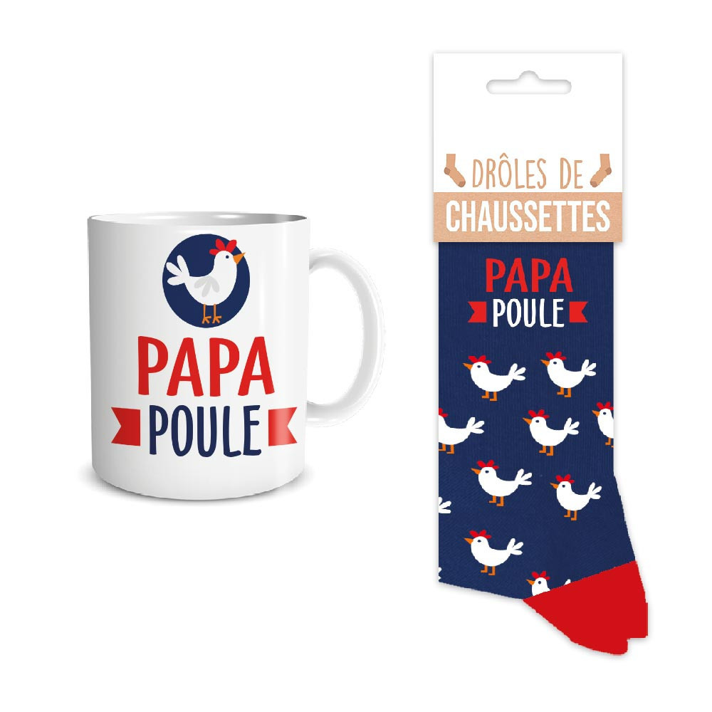 Coffret mug chaussettes Papa Poule