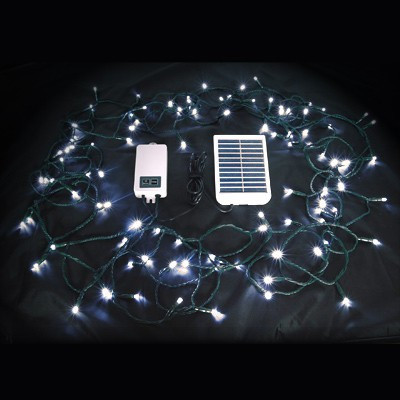 Guirlande autonome solaire 100 leds 10 mètres blanc chaud