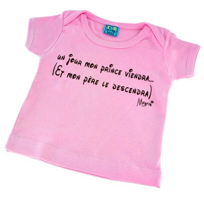 T-shirt 0-3 mois un jour mon prince viendra...