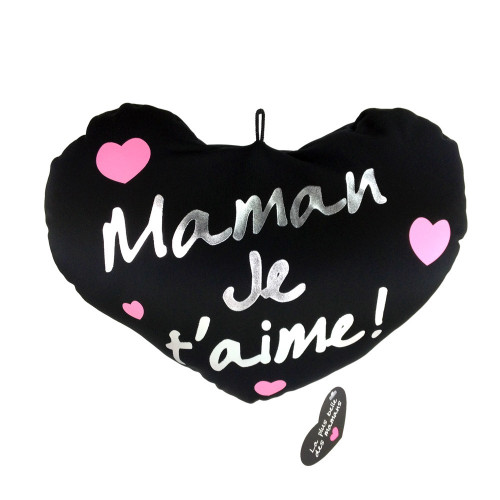 Coussin Lycra Maman Je t'aime Noir