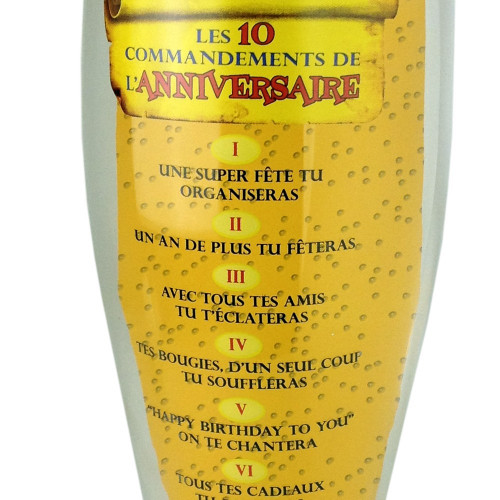 Verre à bière géant dix commandements anniversaire