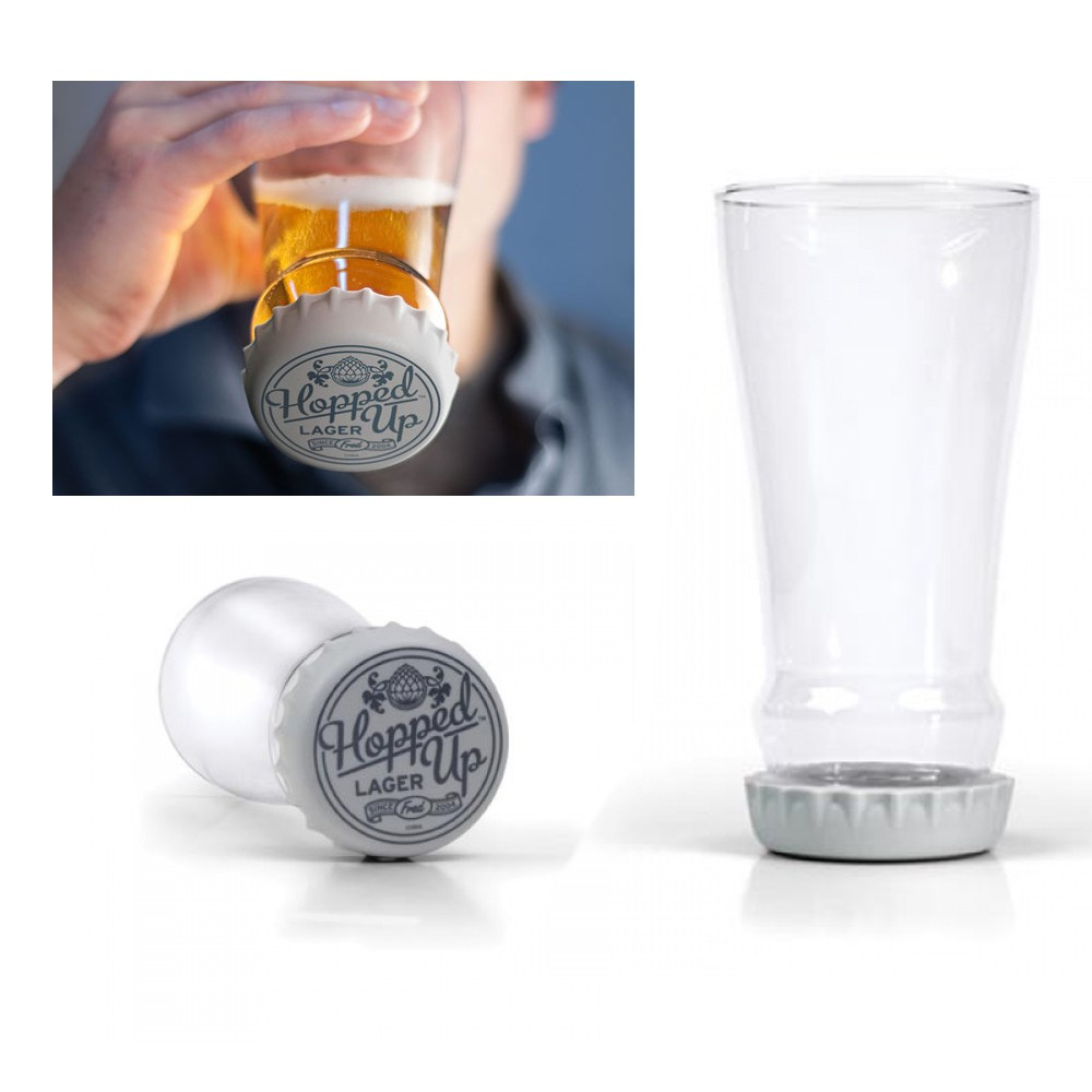 Capside down, verre à bière capsule inversée