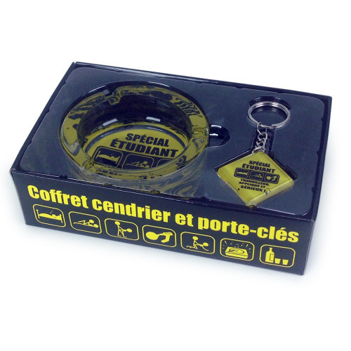 Coffret cendrier + porte-clés ETUDIANT