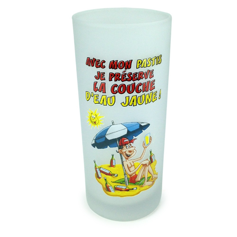 Verre "Avec mon pastis, je préserve la couche d'eau jaune"