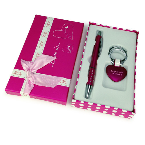 Coffret cadeau Maman stylo & porte-clé