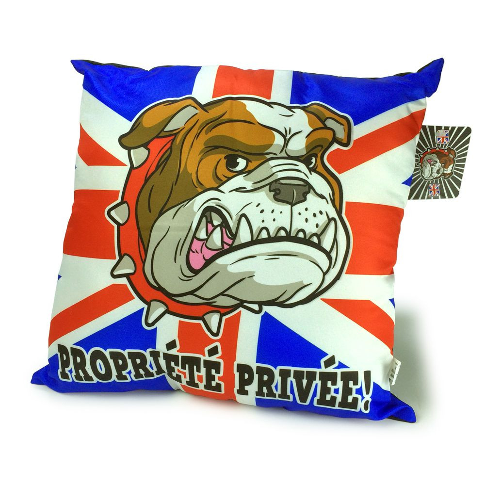 Coussin London bulldog "Propriété privé"