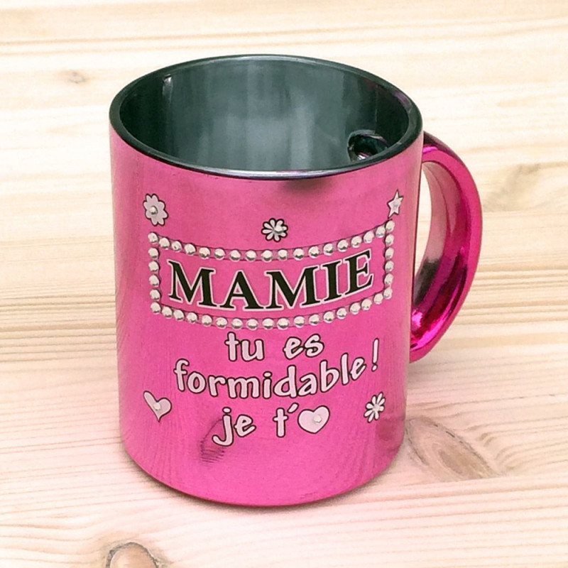 Mug métallisé strass MAMIE