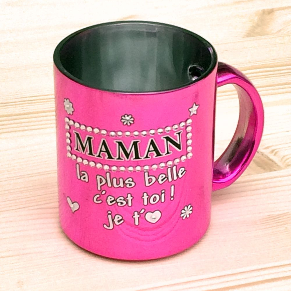 Mug métallisé strass MAMAN