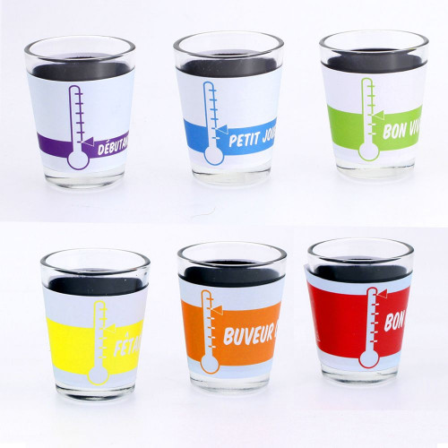 Coffret 6 verres shooters humoristiques