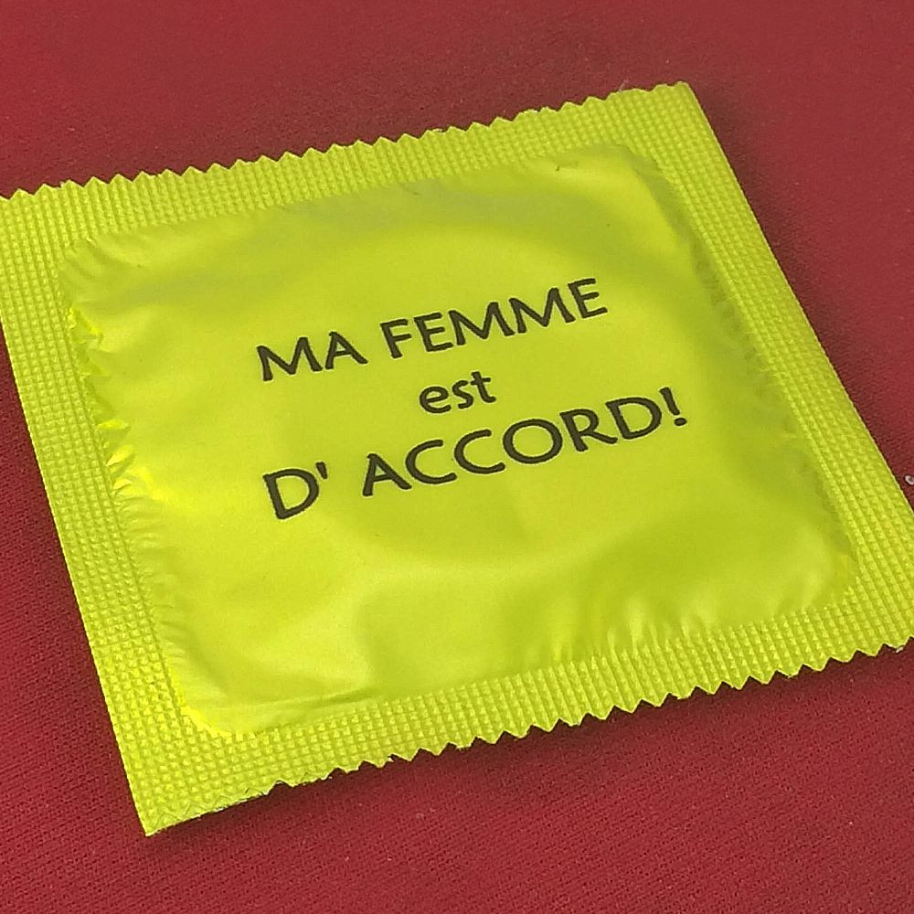 Préservatif humoristique Ma femme est d'accord