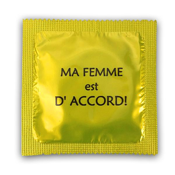 Préservatif humoristique Ma femme est d'accord