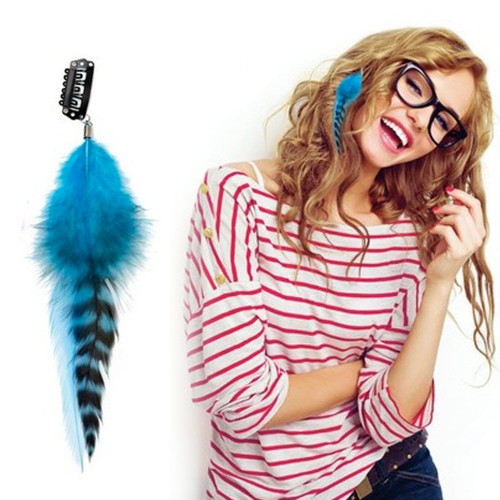 Plume bleue pour cheveux