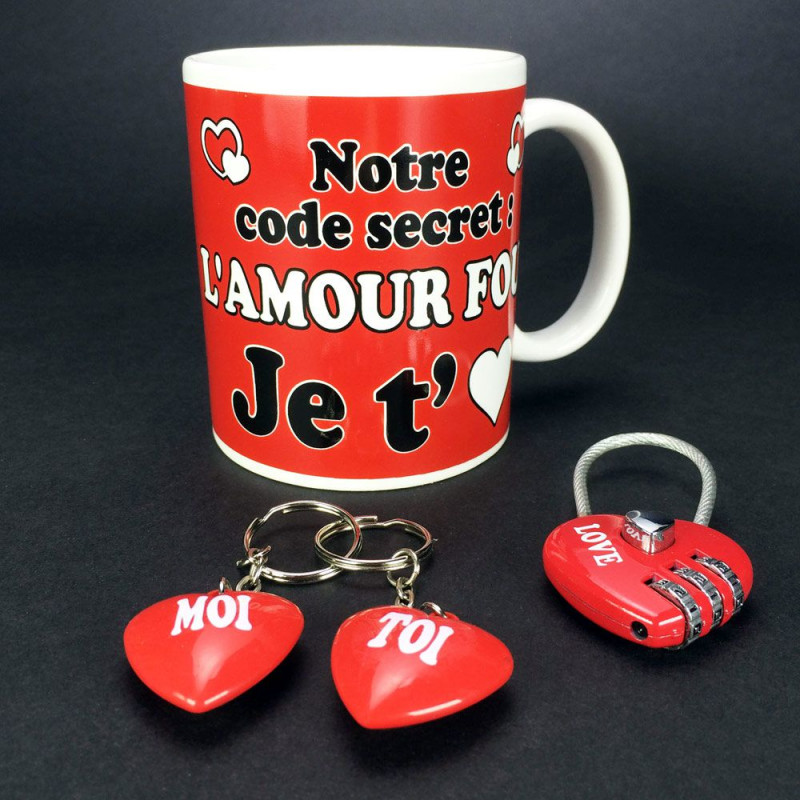 Coffret Love mug cadenas porte-clés