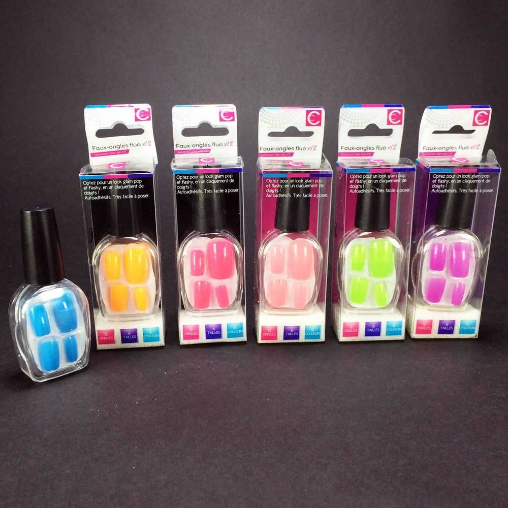 Faux-ongles fluo adhésifs