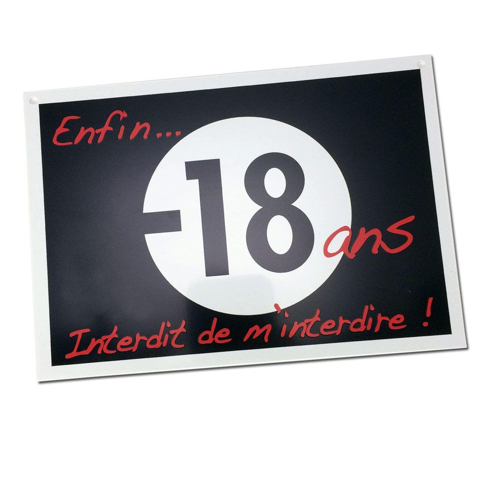 Plaque de porte Enfin 18 ans...