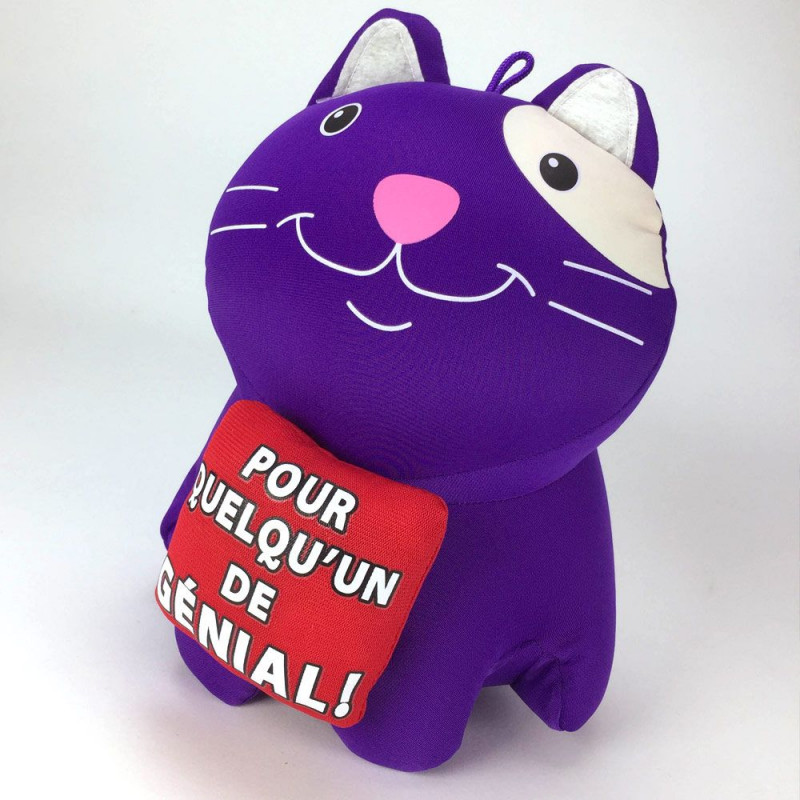 Peluche microbilles chat "génial"